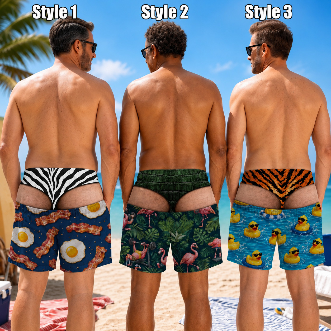Personalized Funny Men Swim Trunks, Custom Beach Shorts Bathing Suit (S-5XL)
