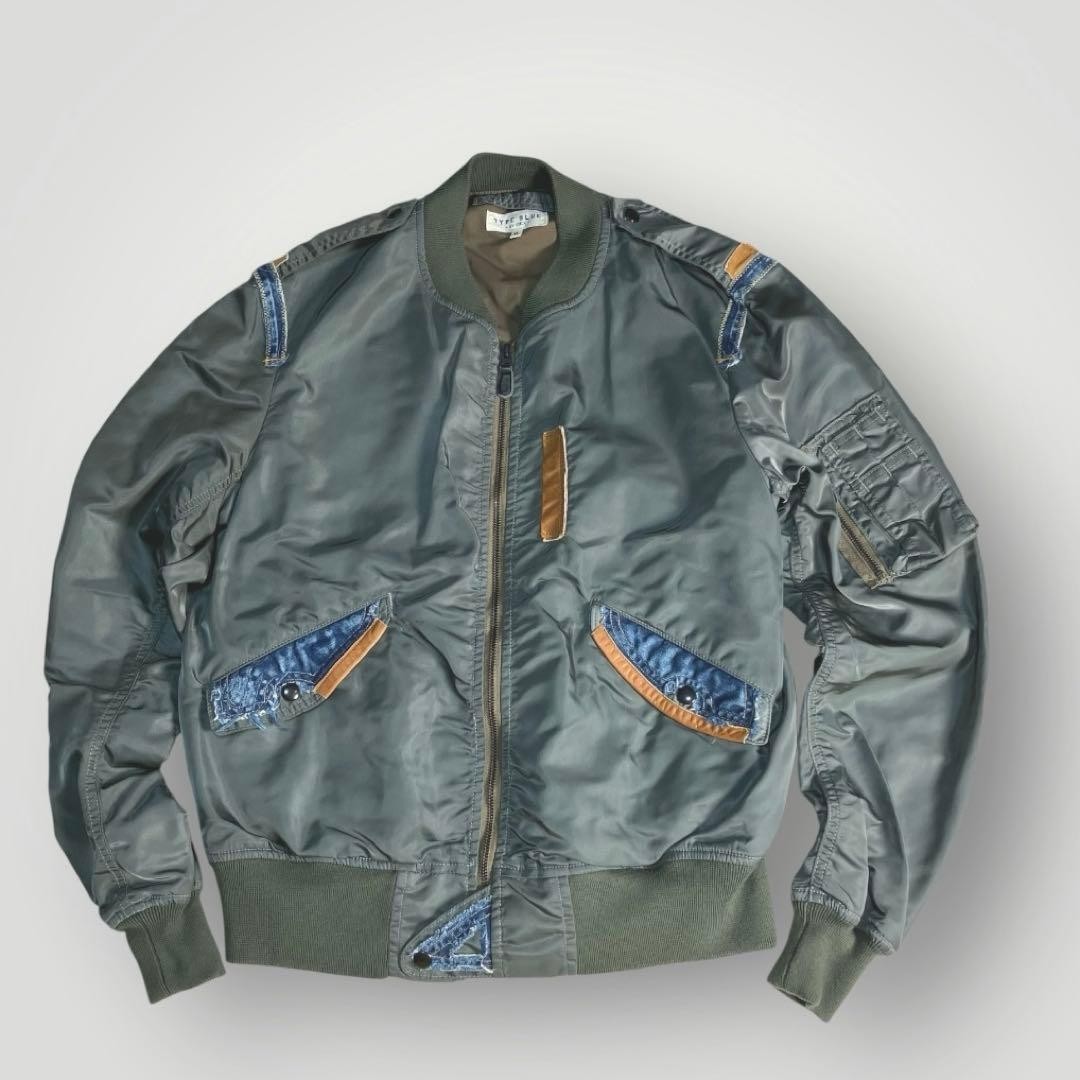 AVIREX TYPE-BLUE L-2 Flight Jacket Blouson Coat Men Size XL Gray Genuine