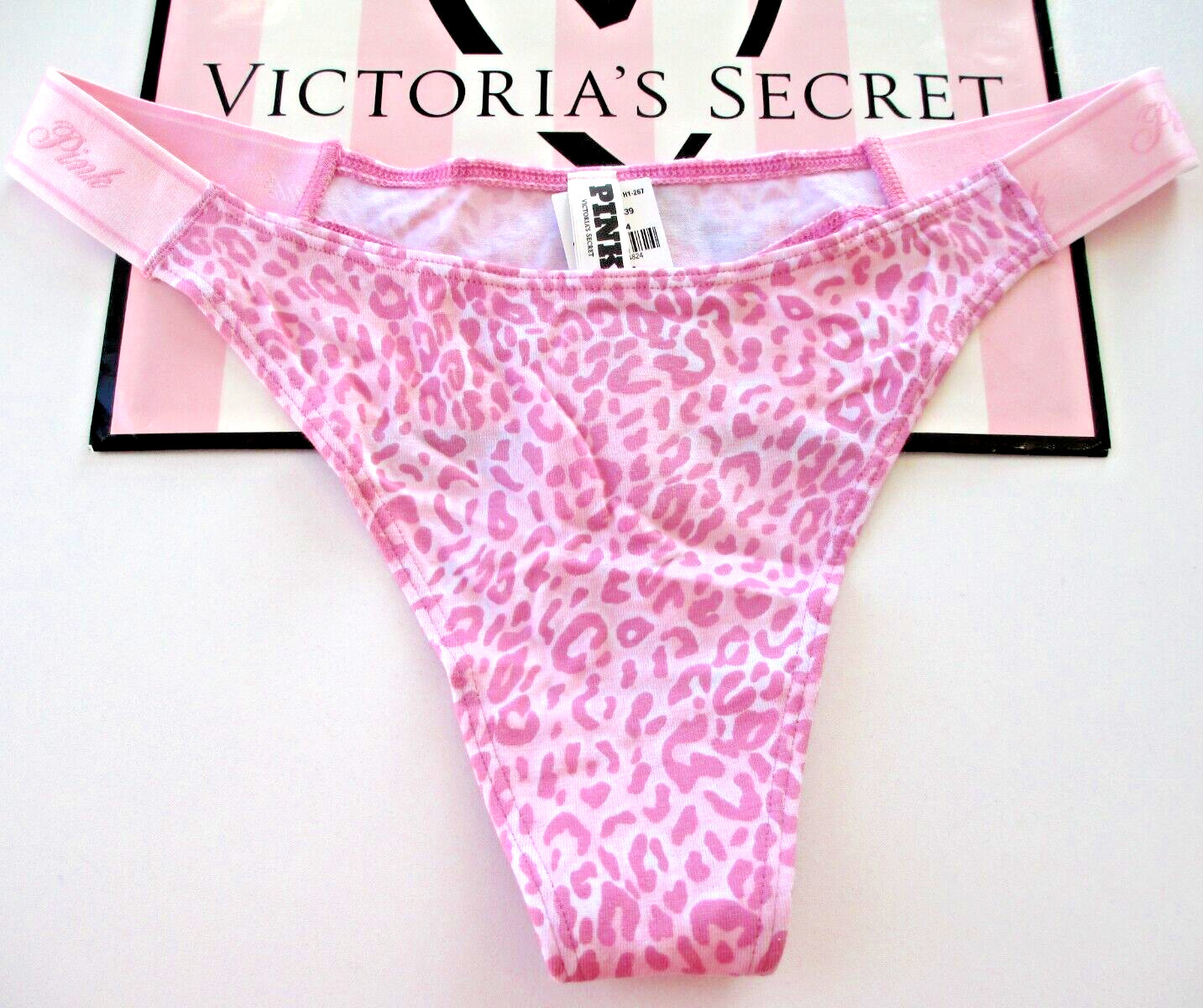 VICTORIA’S SECRET PINK Cotton Logo High Leg Thong Panty VS Pink Leopard S M L XL