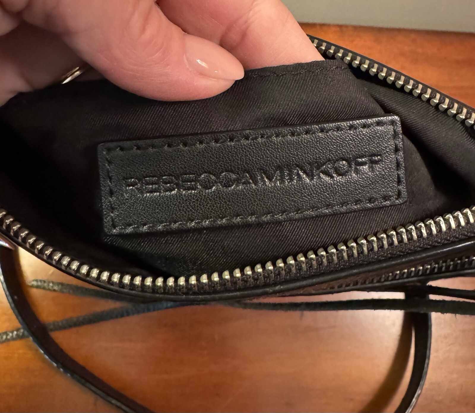 Rebecca Minkoff Black Pebbled Leather Triple Zipper Chain Strap Crossbody Bag