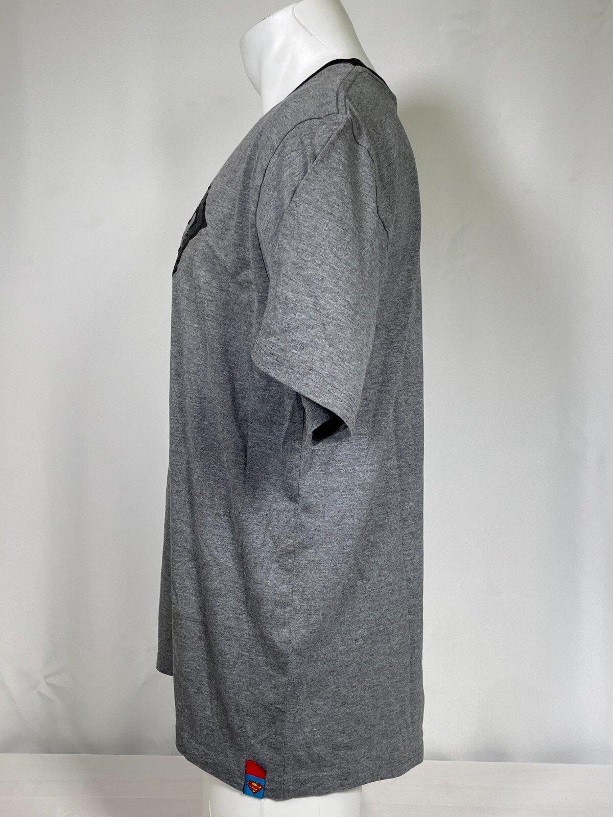 Superman Black Logo Grey Ringer T-Shirt Men’s XXL