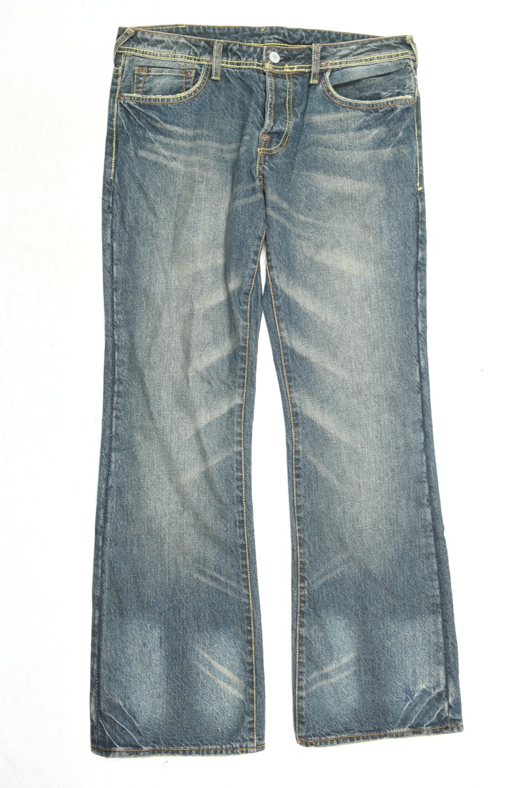 Evisu Bootcut Jeans Mens 31 Blue Faded Straight Leg Relaxed Fit Denim Seagull
