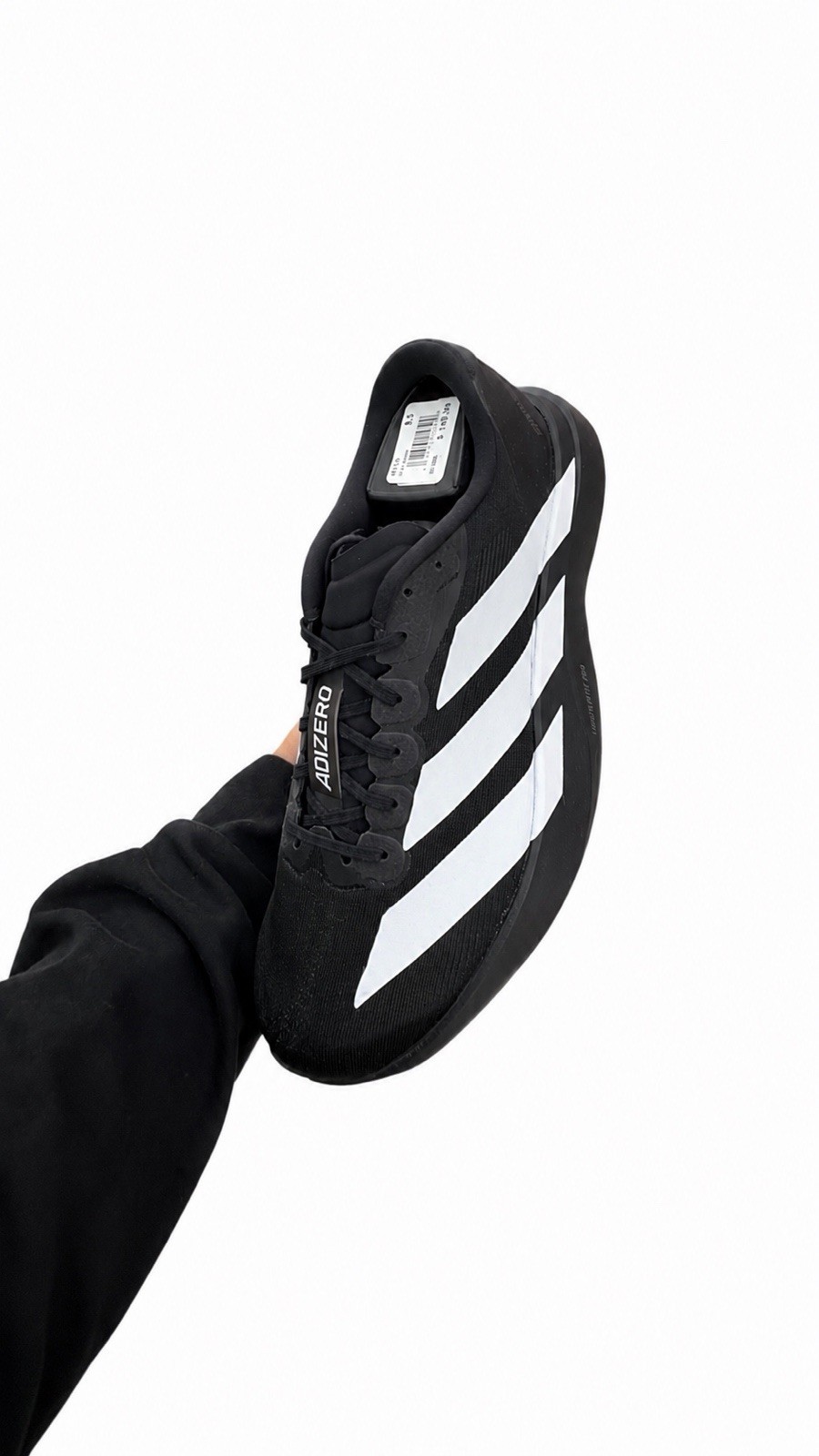 adidas Adizero Men’s Low Top Lace-Up Athletic Sneakers Black/White Solid