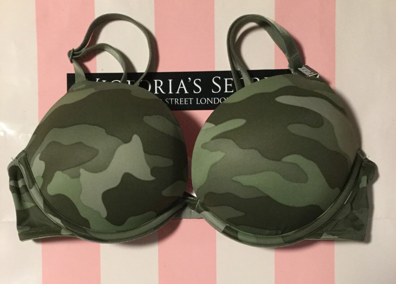 Victoria’s Secret PINK Wear Everywhere SUPER PUSH-UP (Bombshell) Bra CAMO 32’s