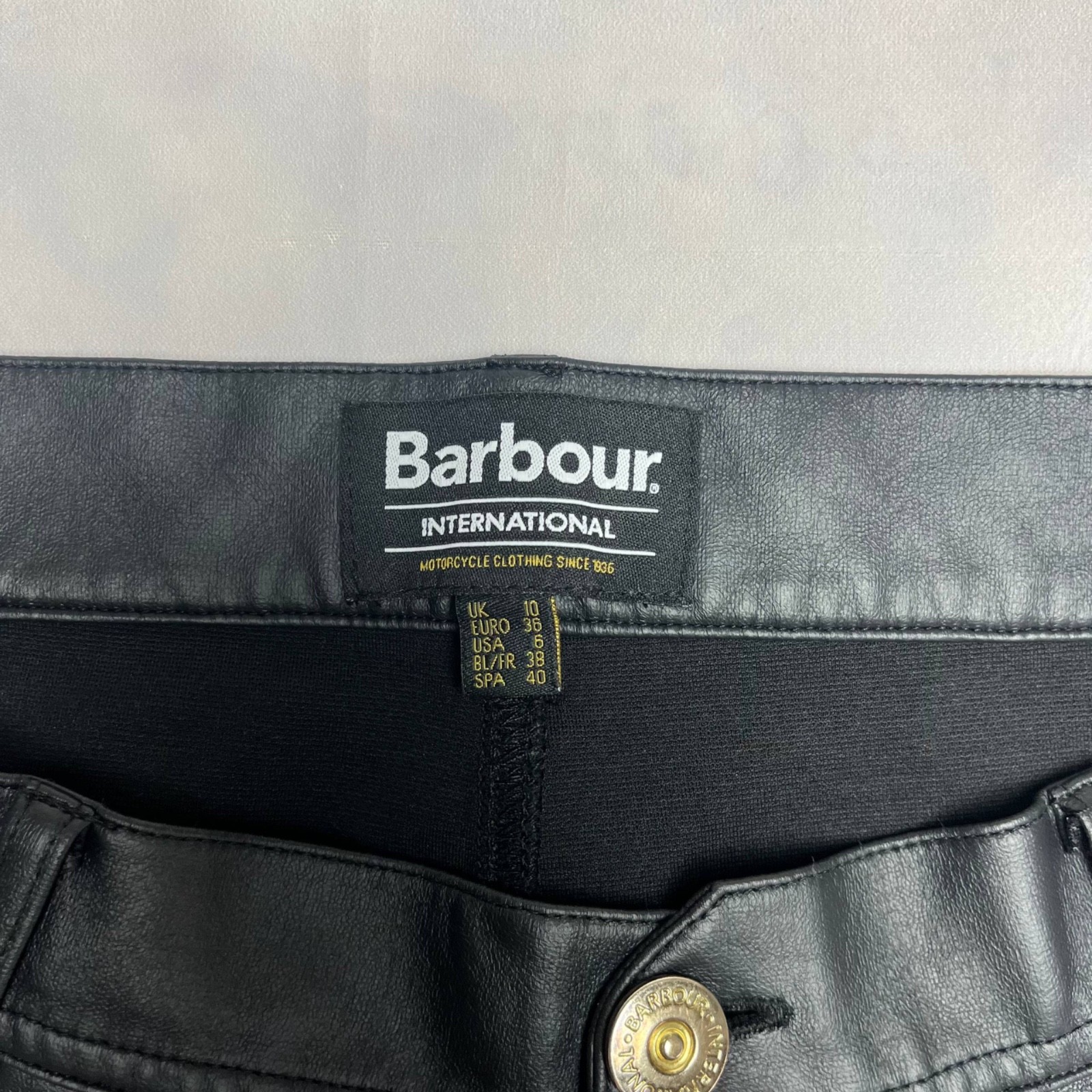 Barbour International Women’s Black Coated Skinny Trousers Jeans Size UK 10 W28