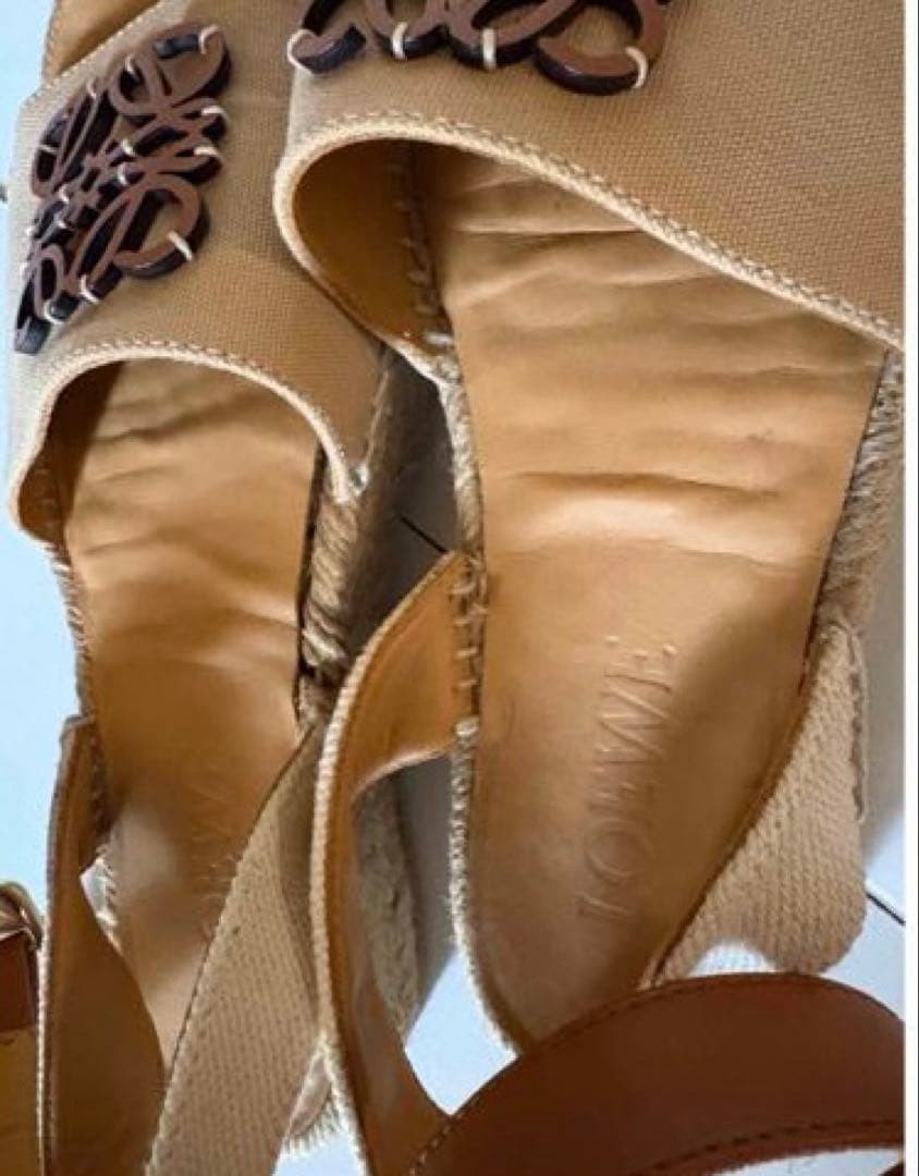 LOEWE [Espadrille Sandals] Anagram Beige Brown Women’s Size 37