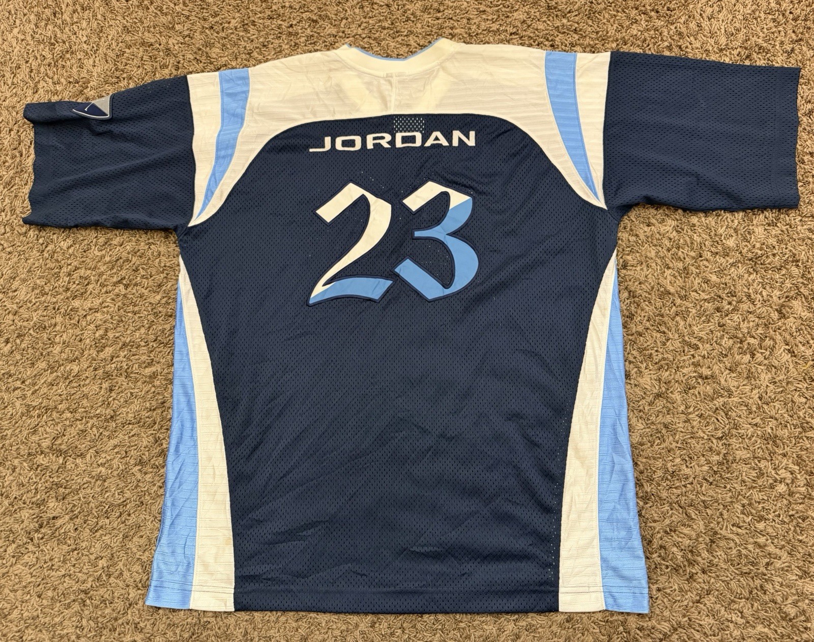 Y2K Nike Air Jordan Basketball Jersey UNC Blue Silky Dazzle Mens Size XL