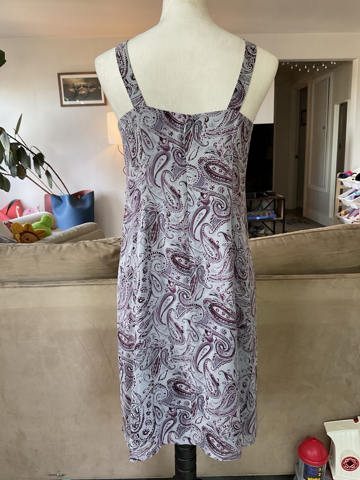 🪻Vintage Y2K Whimsigoth Lavender Paisley Midi Slip Dress 8 Petite