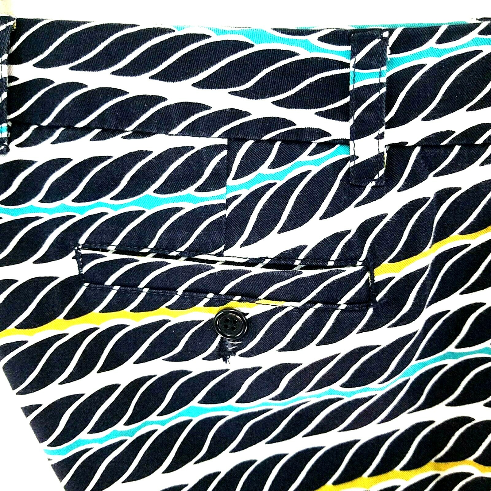 J. CREW Chino Shorts Navy Blue Multicolor Wave Stripe Print Women’s 6 NEW $59.50