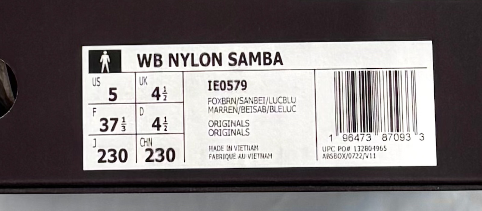 adidas x Wales Bonner Samba Nylon Fox Brown IE0579 EU 37 1/3 New in Box