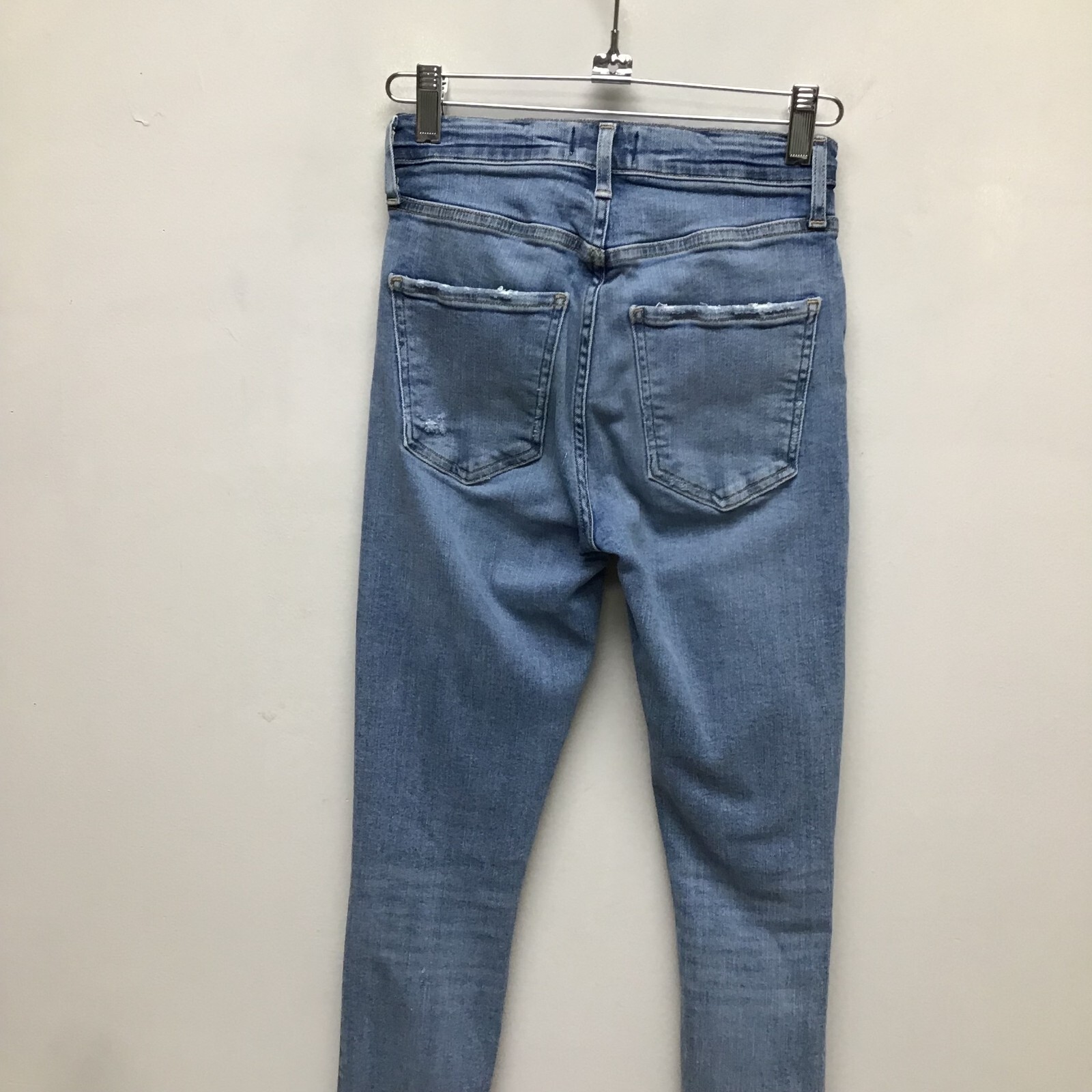 Agolde Womens Blue Distressed Raw Hem Mid Rise Denim Sophie Skinny Jeans 24