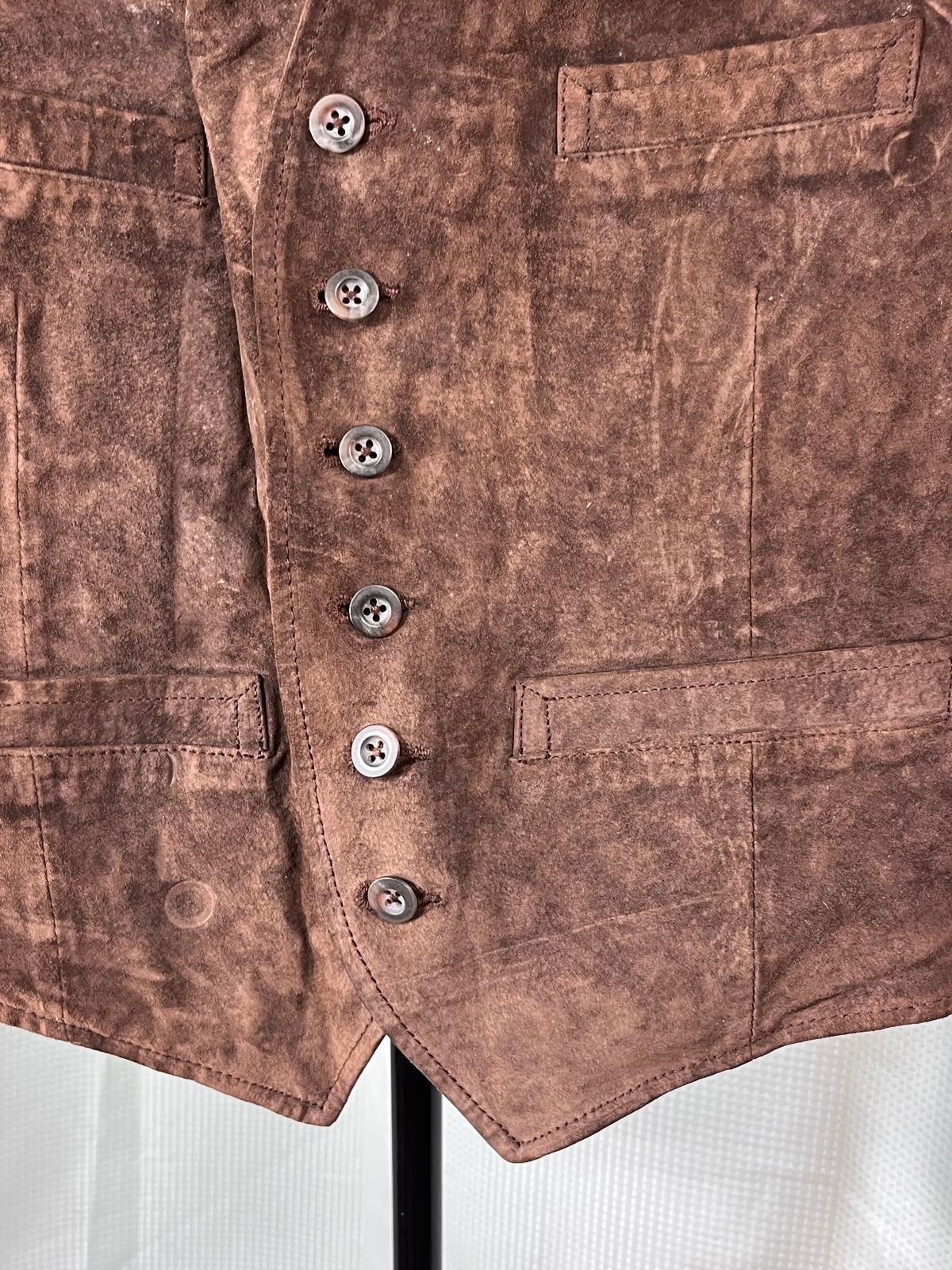 Vintage Gap Brown Suede Leather Vest Mens Small Western Waistcoat 4 Pocket S