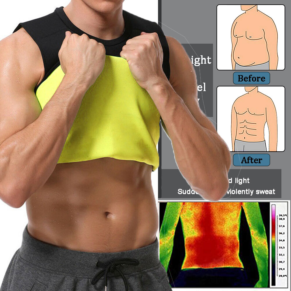 Men’s Neoprene Body Shaper Sweat Sauna Suit Exercise Tops Weight Loss Workout