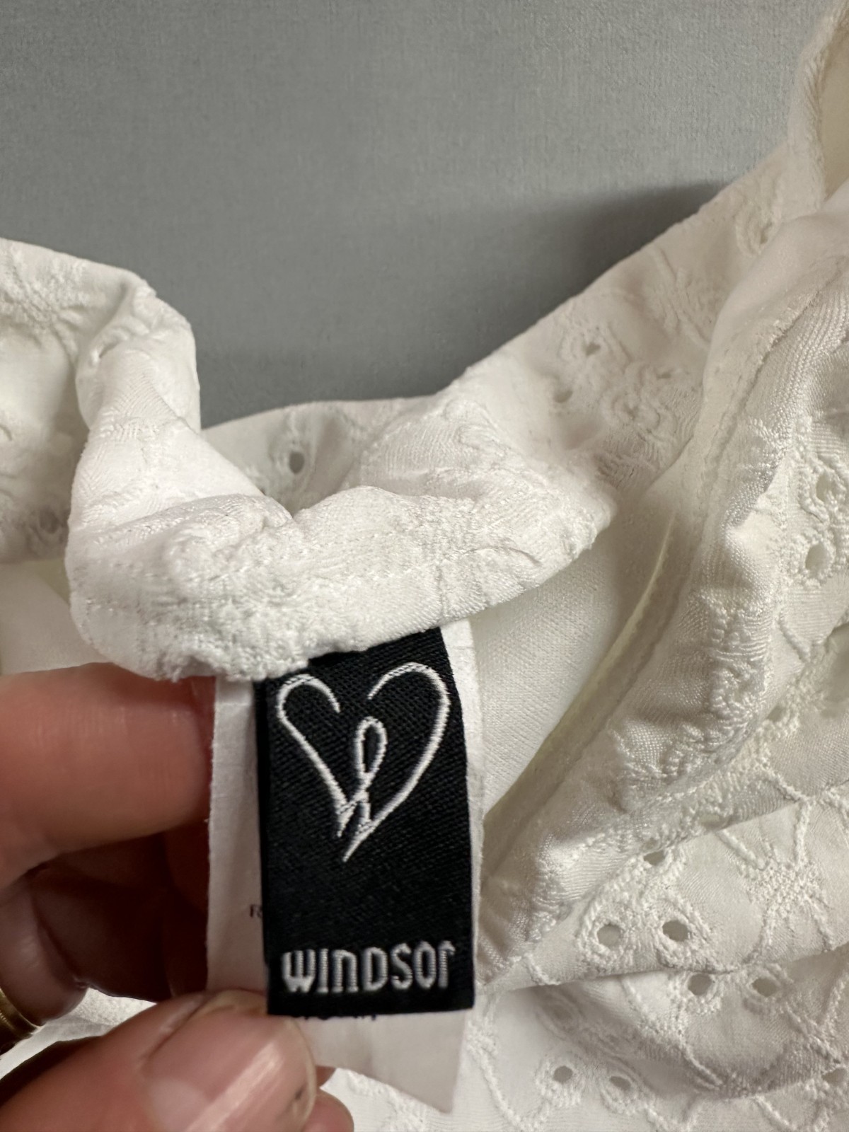 Windsor Sunshine Cutie Strapless Ruffle Eyelet Mini Dress, Size S.