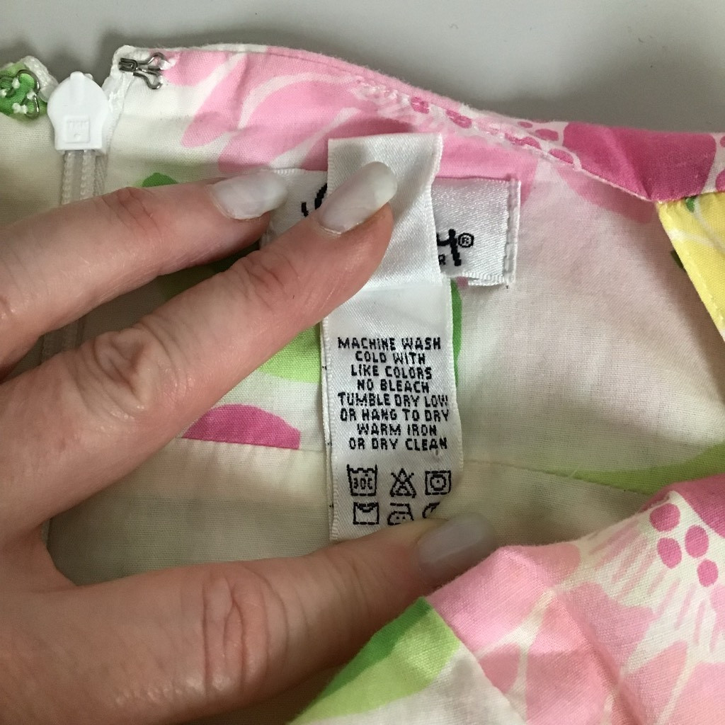 VTG Lilly Pulitzer Womens A Line Cotton Dress Multi Floral Lined V Neck Zip Sz 6