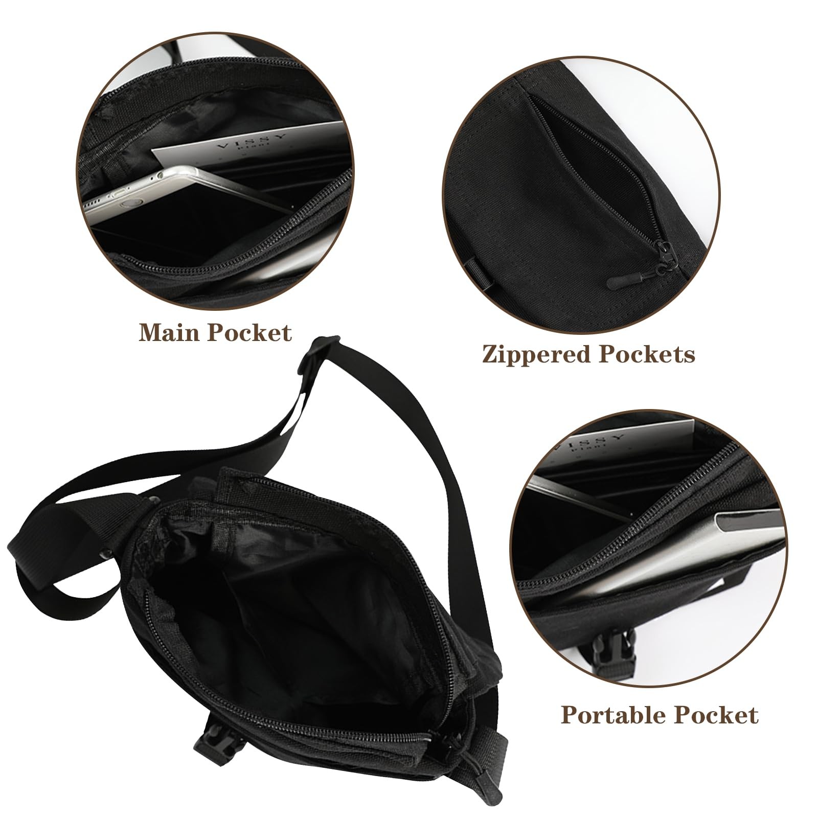 Lizbin Small Crossbody Bag for Men, Canvas Messenger Bag Shoulder bag, Mens C…