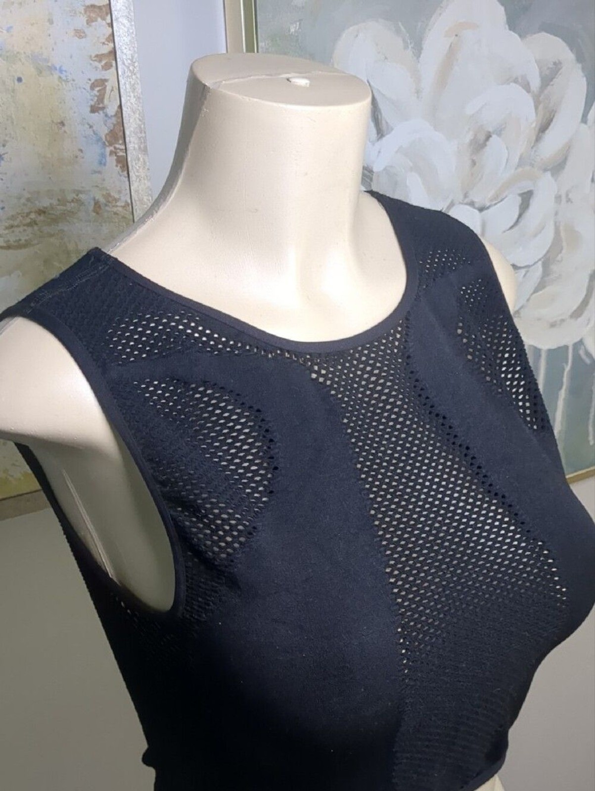 Urban Outfitters Out From Under “Eyes On Me” Seamless Black Mesh Crop Top M/L
