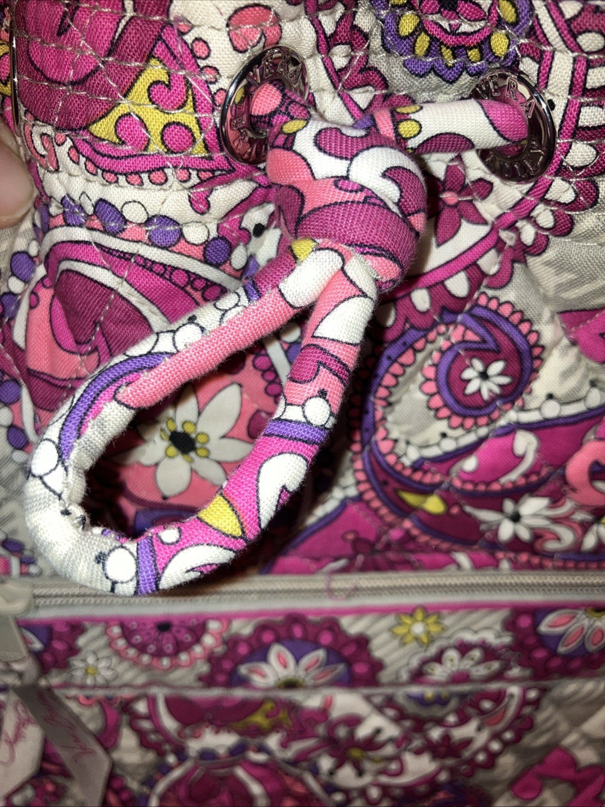 VERA BRADLEY Pink “Paisley Meets Plaid” Quilted Drawstring Cinch Backpack-Clean-