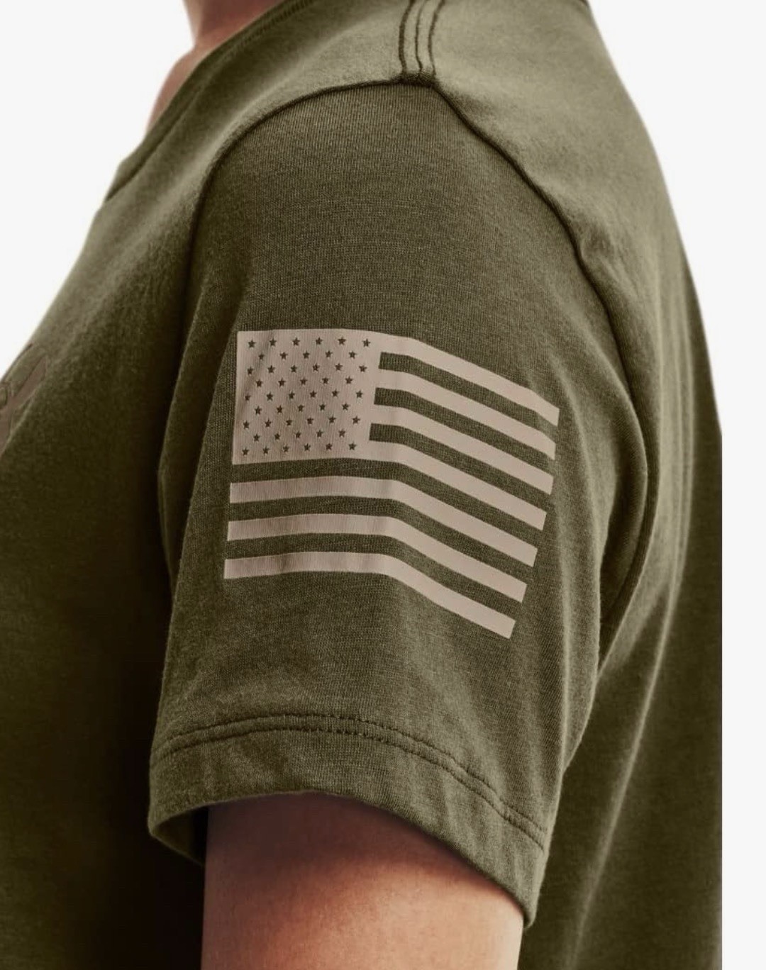 Under Armour Women’s Military Green Freedom Flag T-Shirt Size M 1370814 NWT