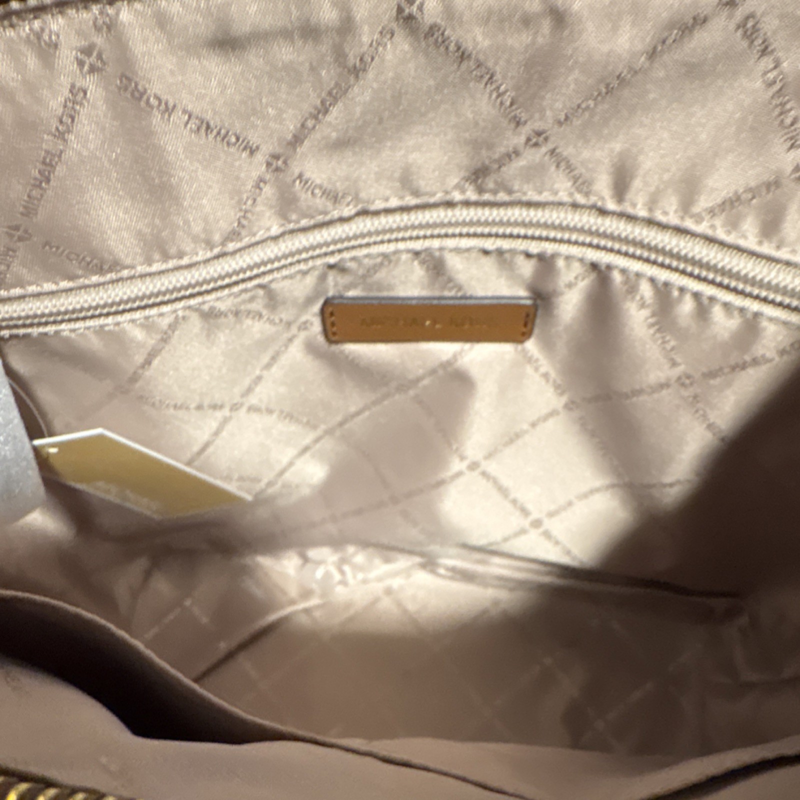 Michael Kors Luggage Tote Gold Hardware Zipper Logo Accent Bag Charm Women
