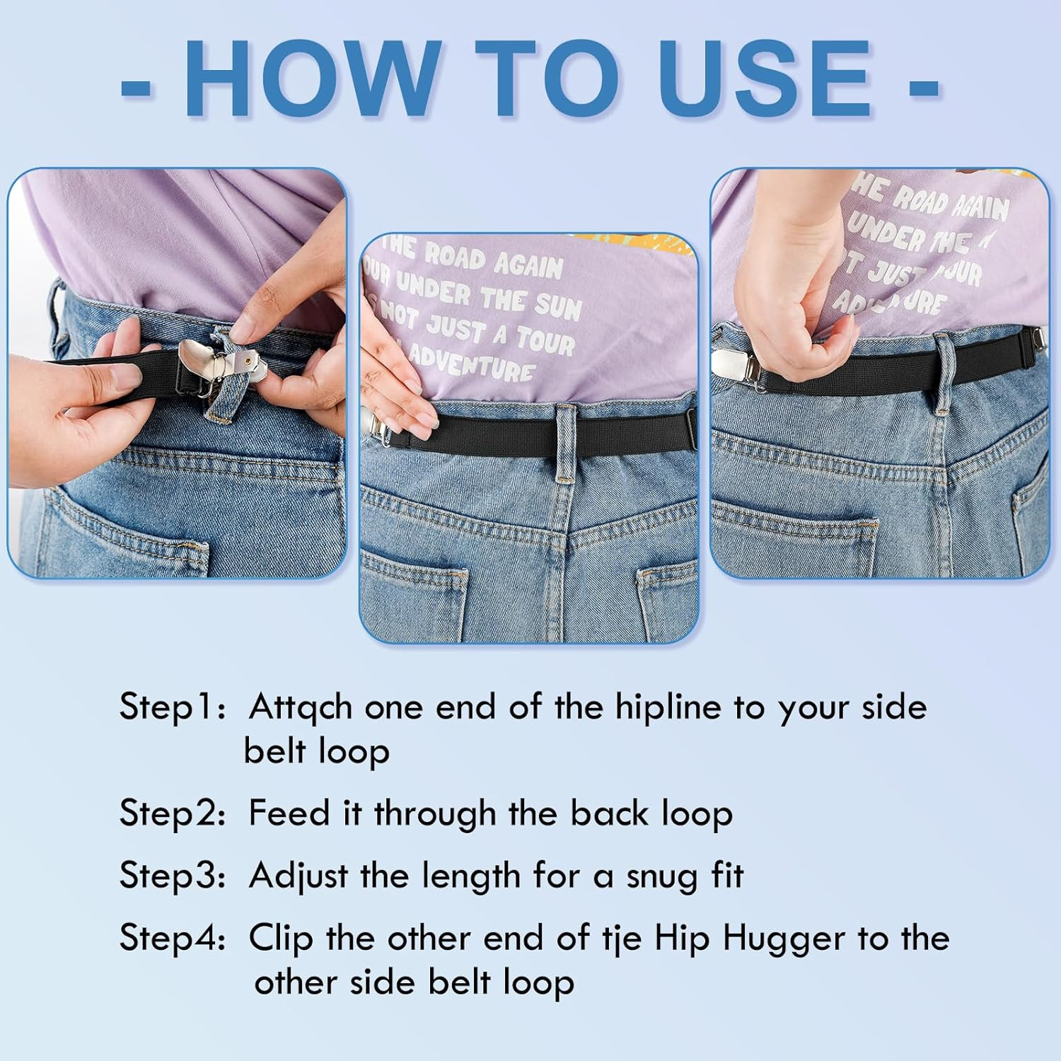 10Pcs Adjustable Hip Elastic Belt Pants Waist Tightener Cinch Clip for Men Women