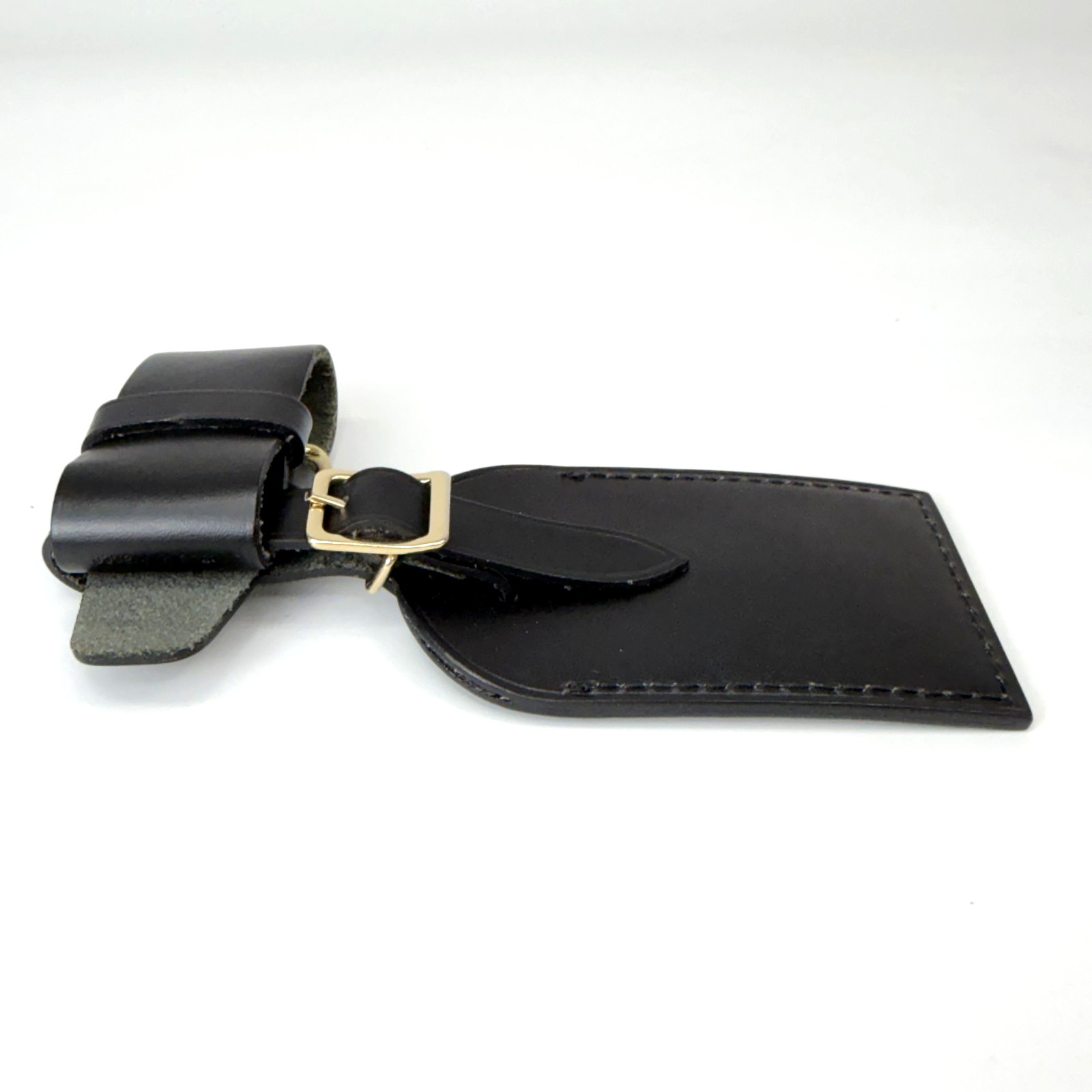 Authentic Louis Vuitton Black Leather Luggage Name Tag & Poignet Set Used Japan