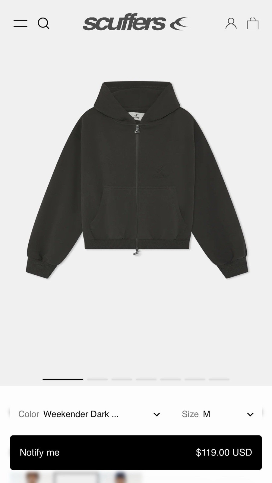 Scuffers Men’s Black Solid Full Zip Hooded Long Sleeve Hoodie Regular M