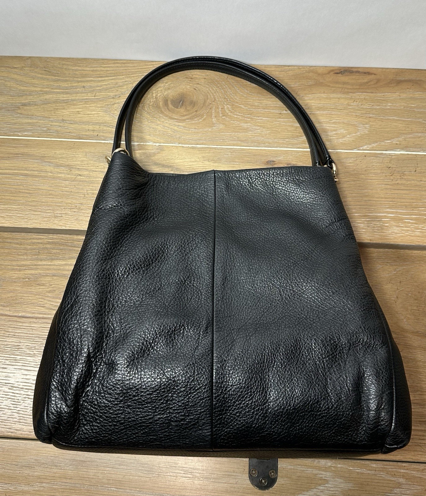 Coach F35723 Madison Phoebe Black Pebbled Leather 3 Compartment Shoulder Bag EUC