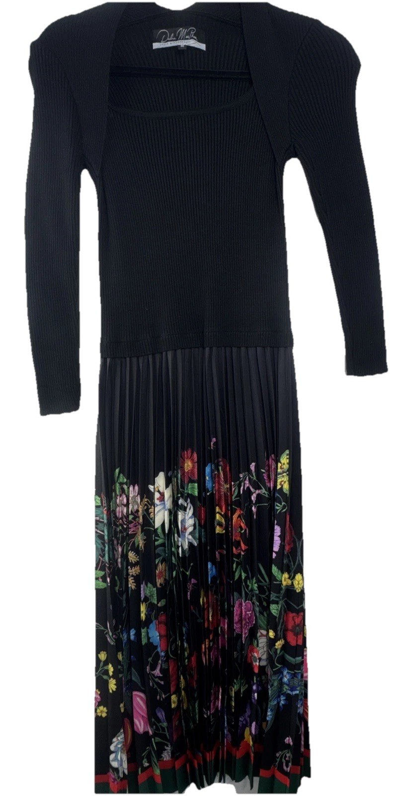 Dalia MacPhee Bold Floral Pleated Midi Dress Womens M Spring Wedding Bloomcore