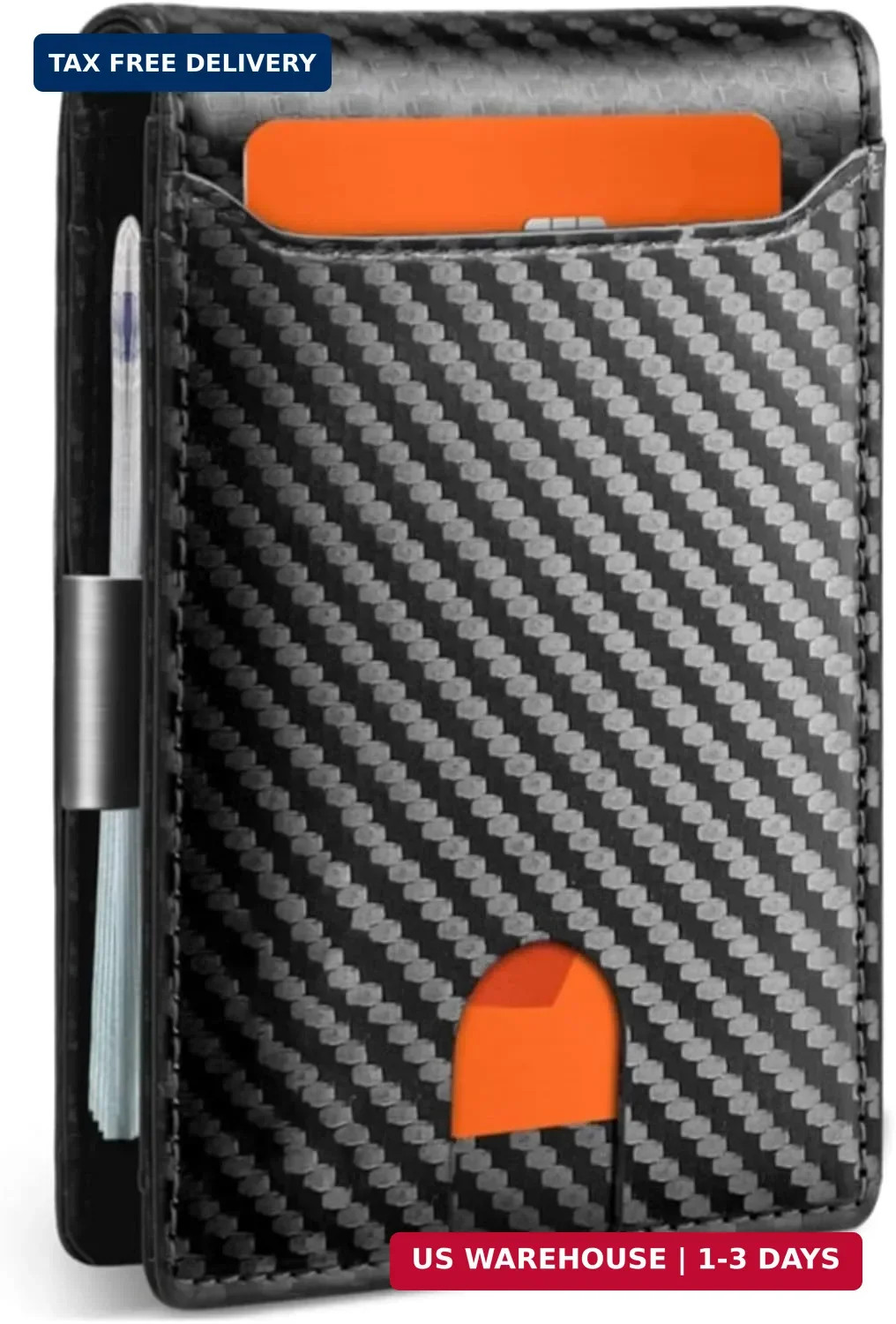 Men Carbon Fiber Slim Wallet Leather Money Clip Ultra Thin Card Holder Purse New