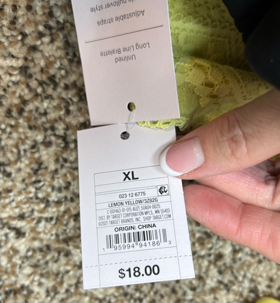 Auden Unlined Long Line Bralette “Lemon Yellow” Size: XL. NEW!