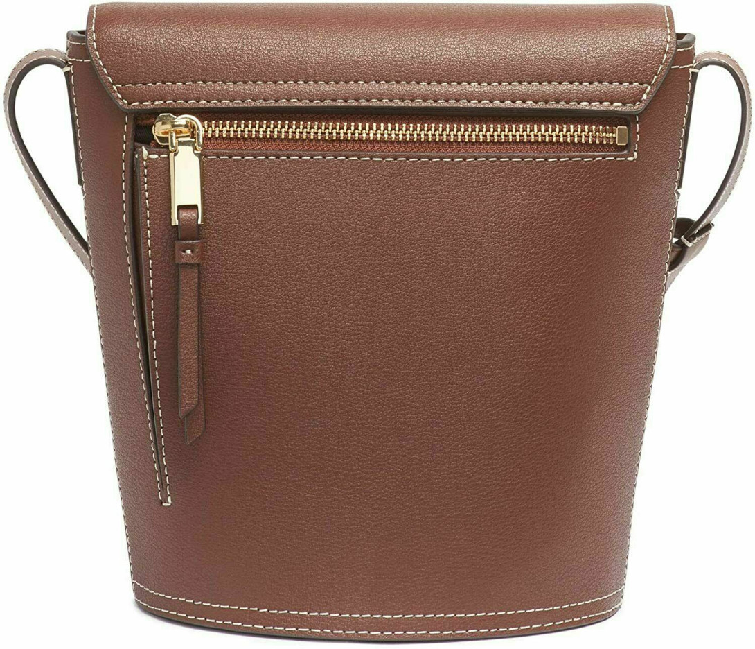 Calvin Klein Lock Leather Bucket Bag, Brown NIP