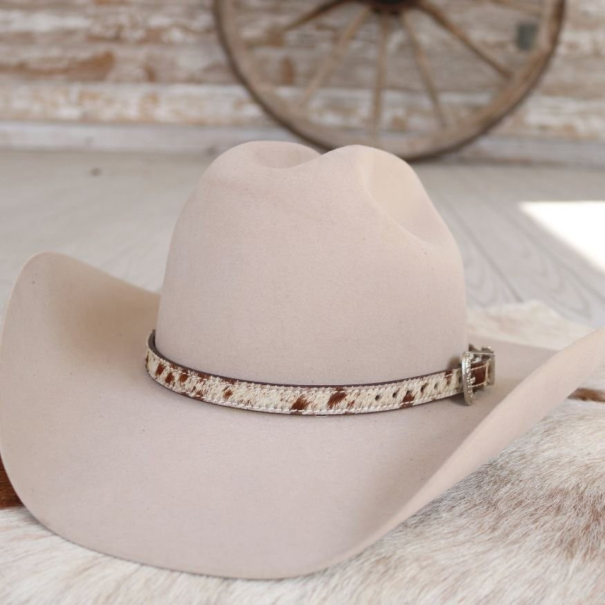 Cowhide Hat Band Brown with Silver Buckle – Branson