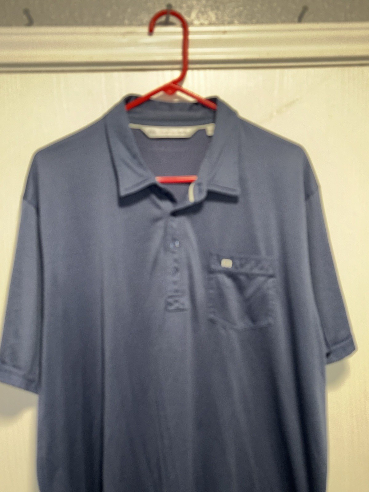 Travis Mathew Cotton Poly Blend Blue Chest Pocket Polo Golf Shirt Men’s Size XXL