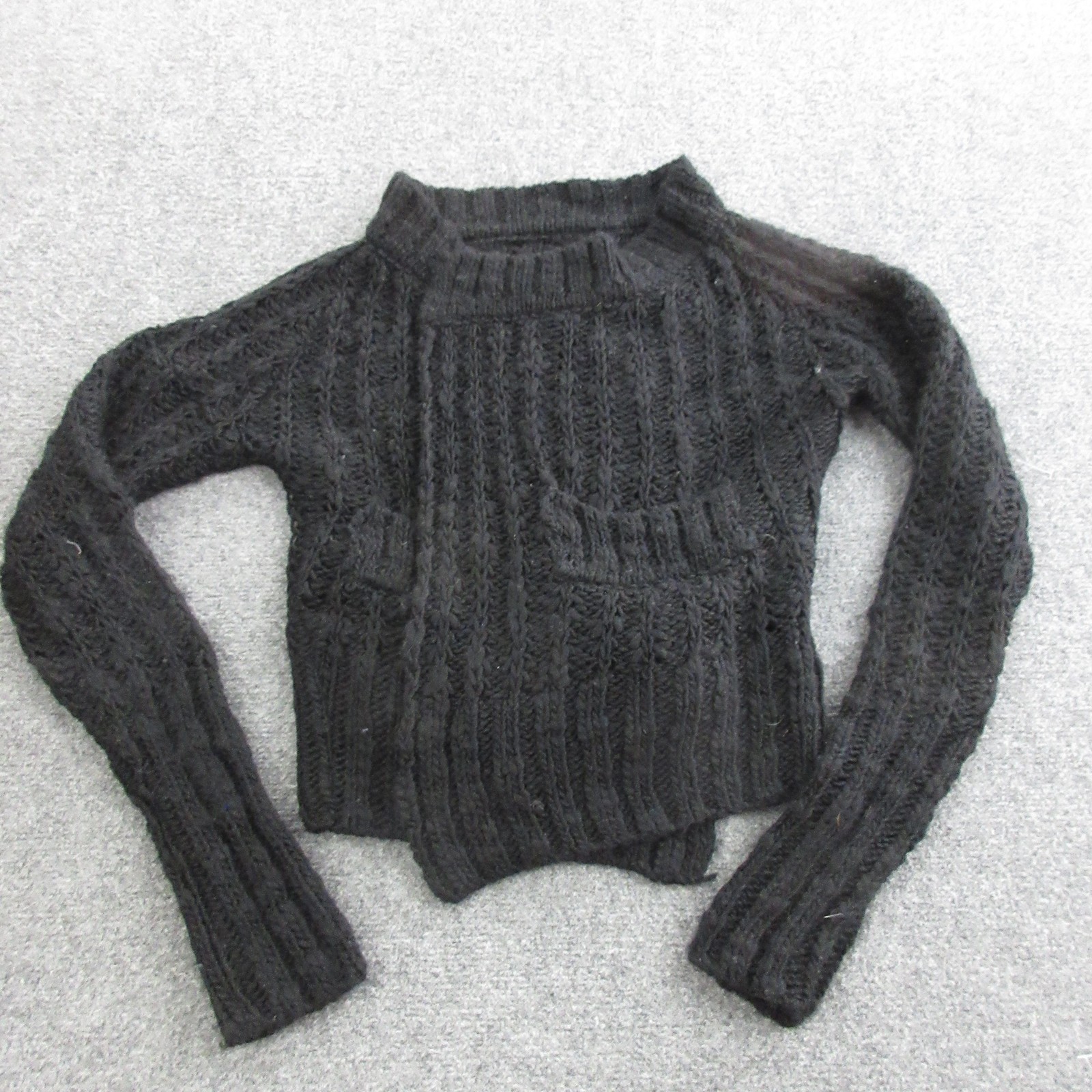 Johnny Was Sweater Womens Size Black Wool Crewneck Pockets Knit Pete & Greta