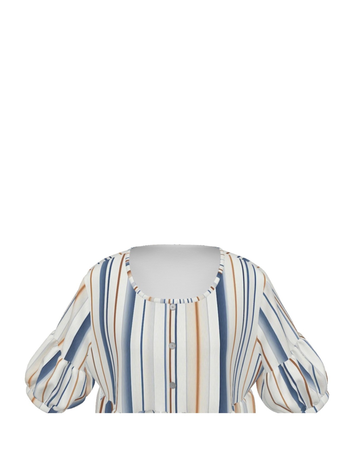 Short Puff Sleeve Crew Neck Button Shirt Light Breathable Cozy Daily Wear Blouse