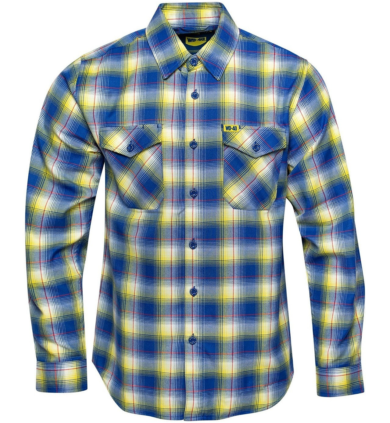 DIXXON Flannel “WD-40” Men’s Size XL Collab Plaid Blue Yellow Button Shirt
