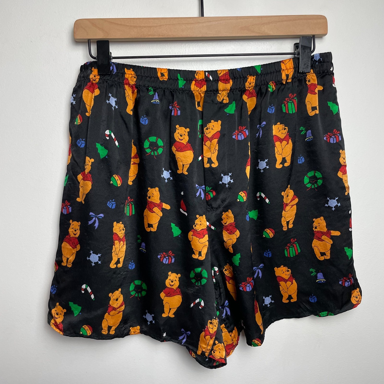 Vintage Winnie The Pooh Silk Boxer Sleep Shorts Large Holiday 90s Y2K Disney
