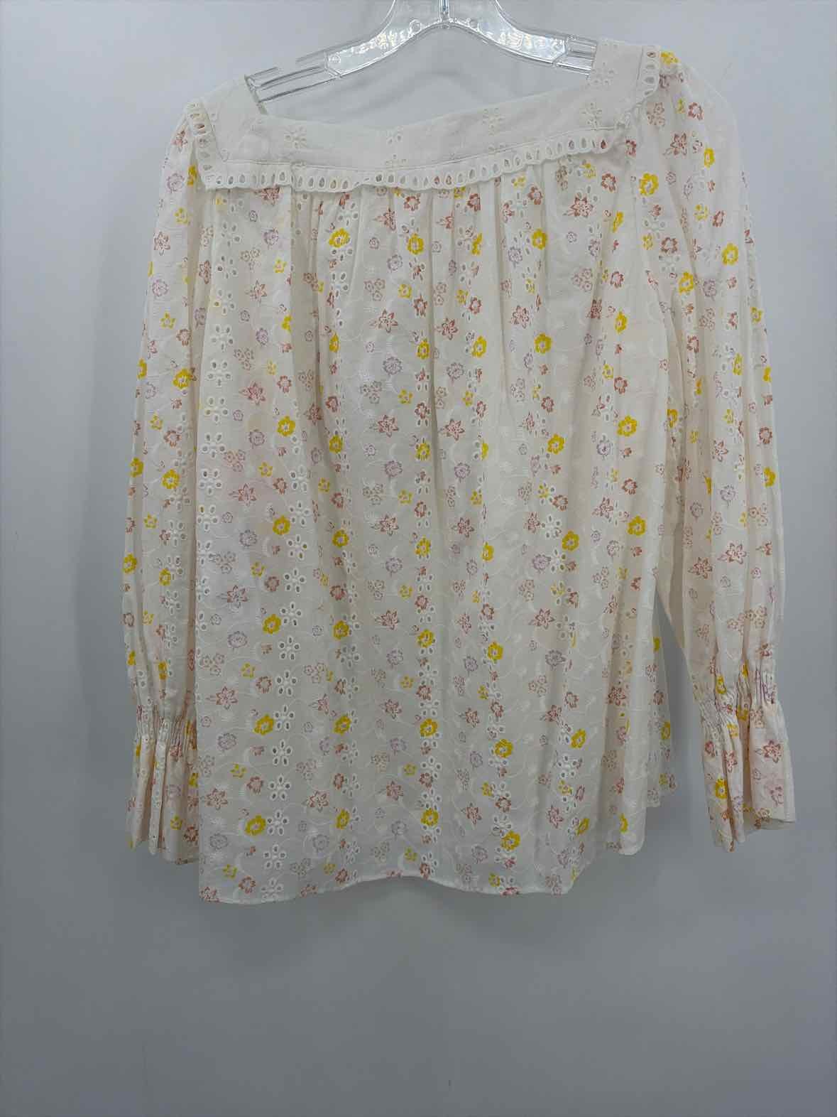 Pre-Owned See By Chloe White Size 36 Floral Long Sleeve Blouse