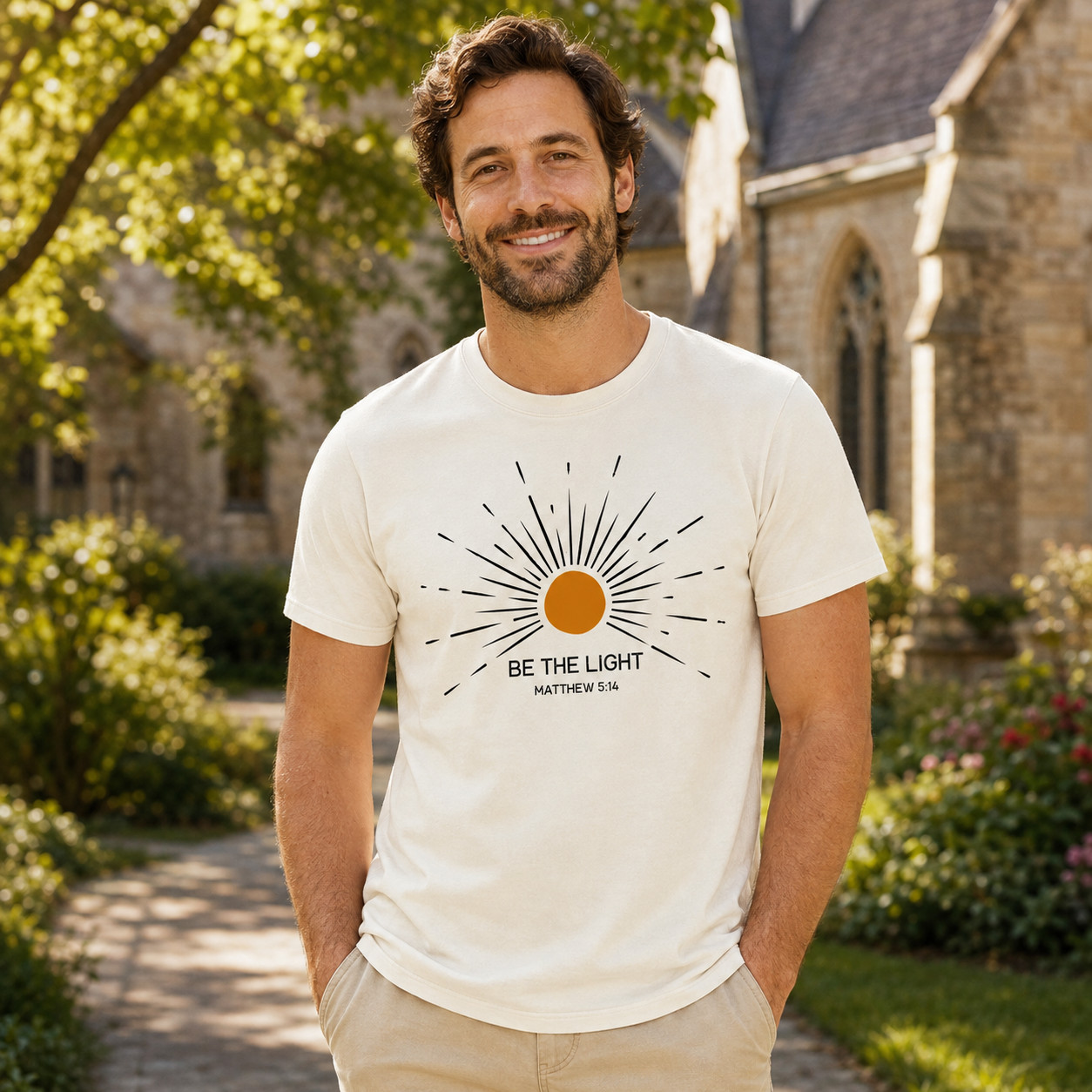 Be the Light Shirt Christian Graphic Tee Bible Verse Faith Religious Gift Unisex