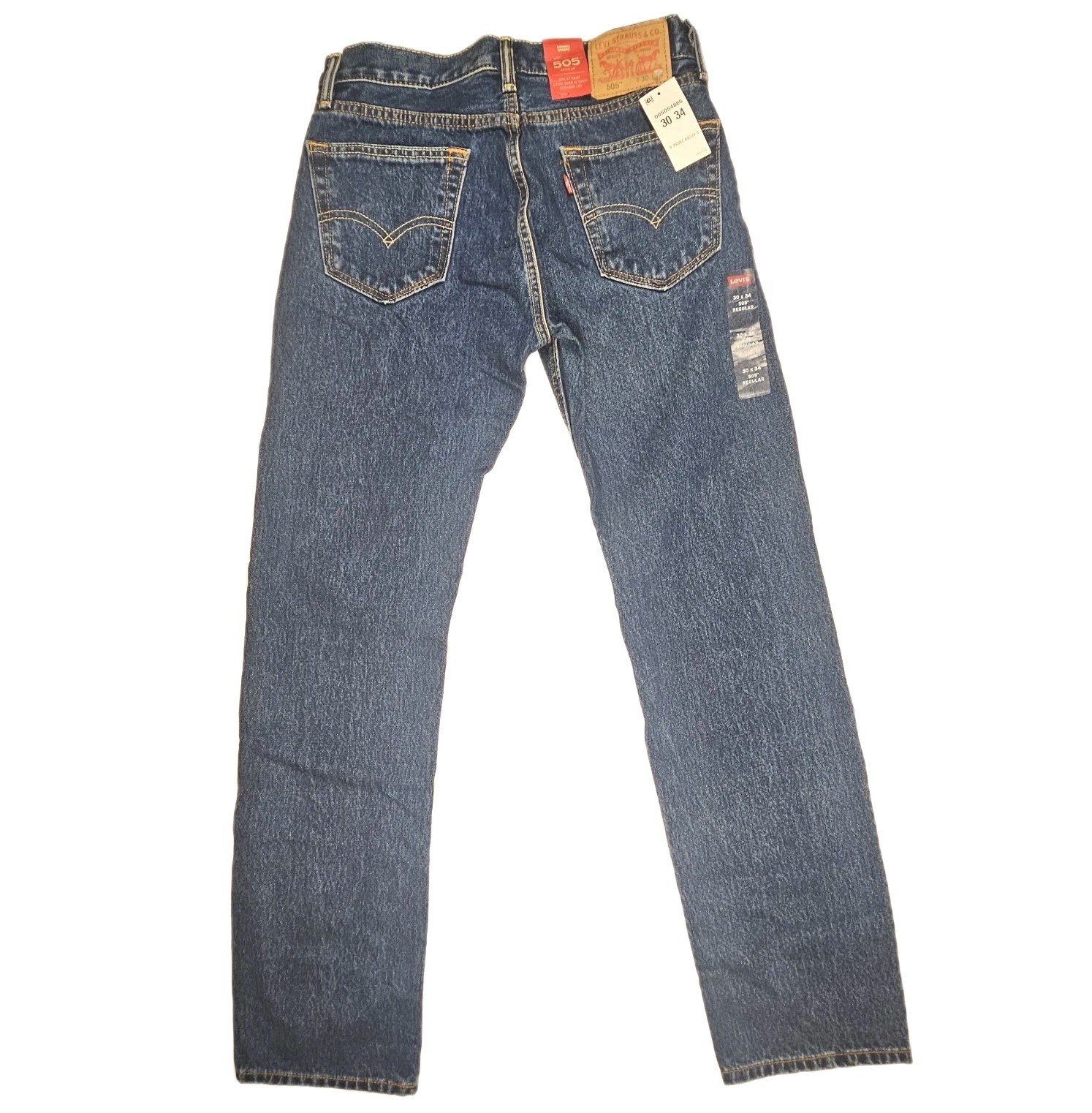Levi’s 505 Regular Fit Jeans Men 30×34 Dark Stonewash NWT Straight Leg Pants