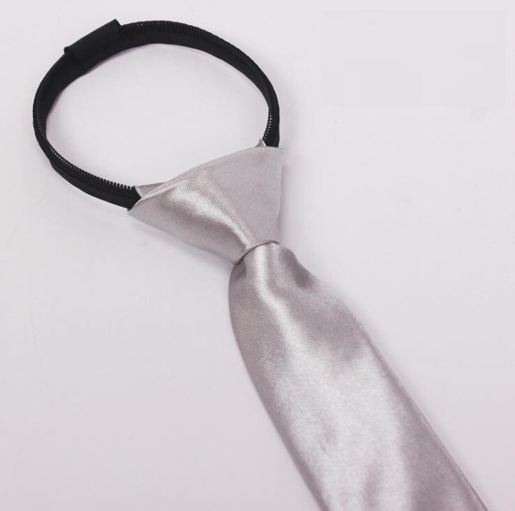 Men’s Solid Color Ready Knot Pre Tied Formal Zipper Tie Neck Wear