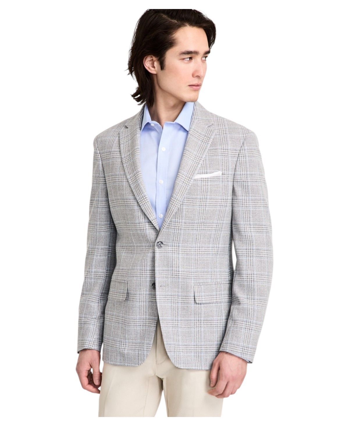 Tommy Hilfiger Mens Modern fit Sport Coat Blazer 46 R Light Grey Plaid