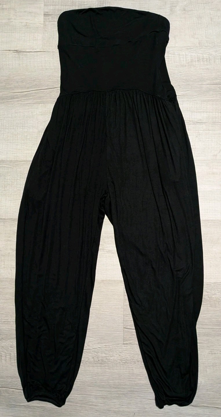 Halara Ribbed Tube Backless Jumpsuit w/ Pockets Black Sz M Petite NWT