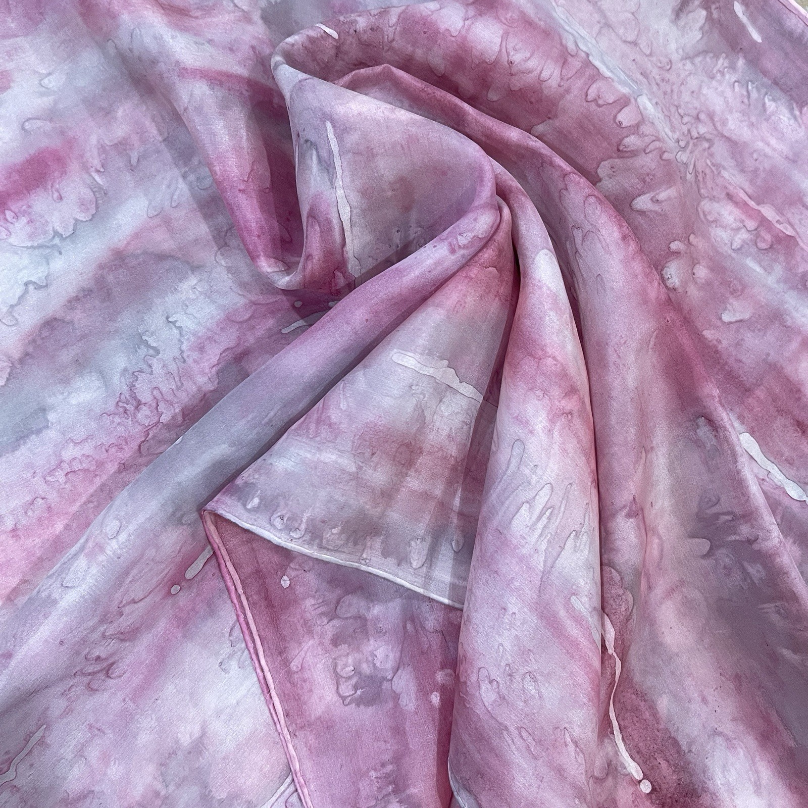Scarf Organza Pink Gray White Long 16 X 56”