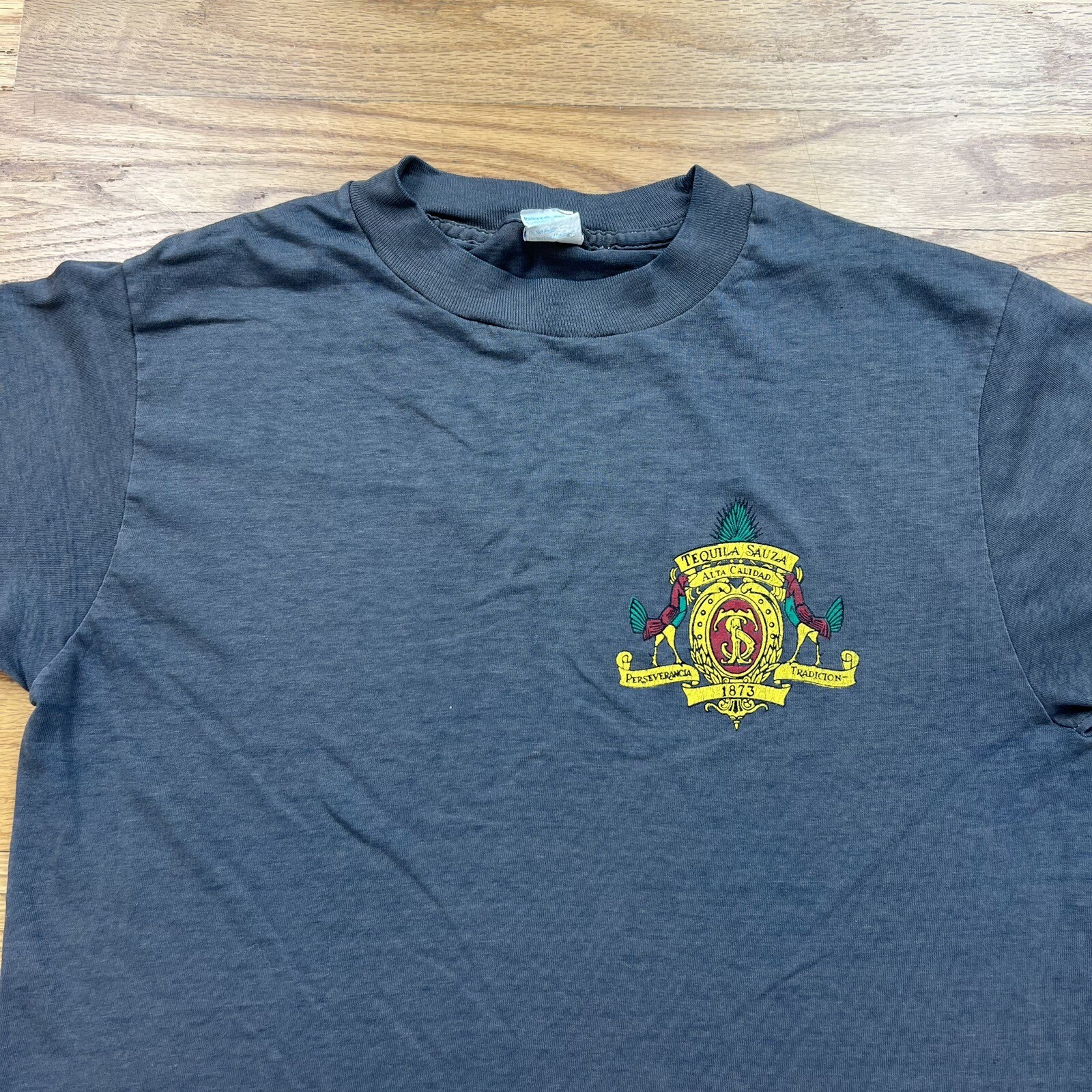 Vintage Sauza Tequila 1980s Promo T Shirt Single Stitch Sz L Graphic Print Faded