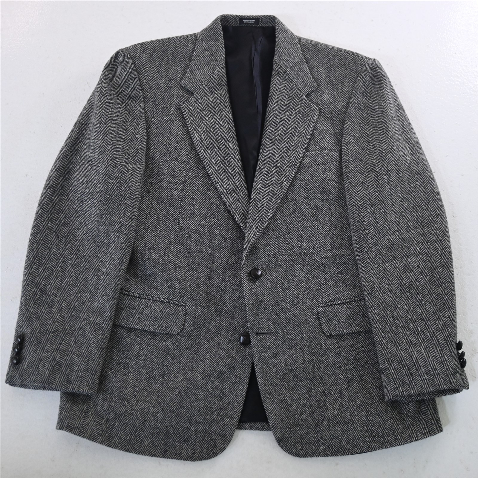 Deansgate 42R Gray Herringbone Tweed Wool Mens Blazer Suit Jacket Sport Coat