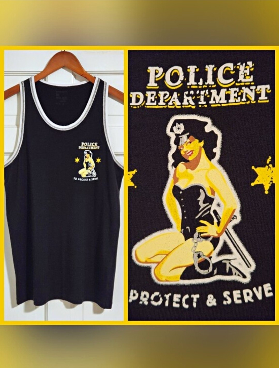 💪MEDIUM Papi💪 – Black/White “To Protect & Serve” Tank