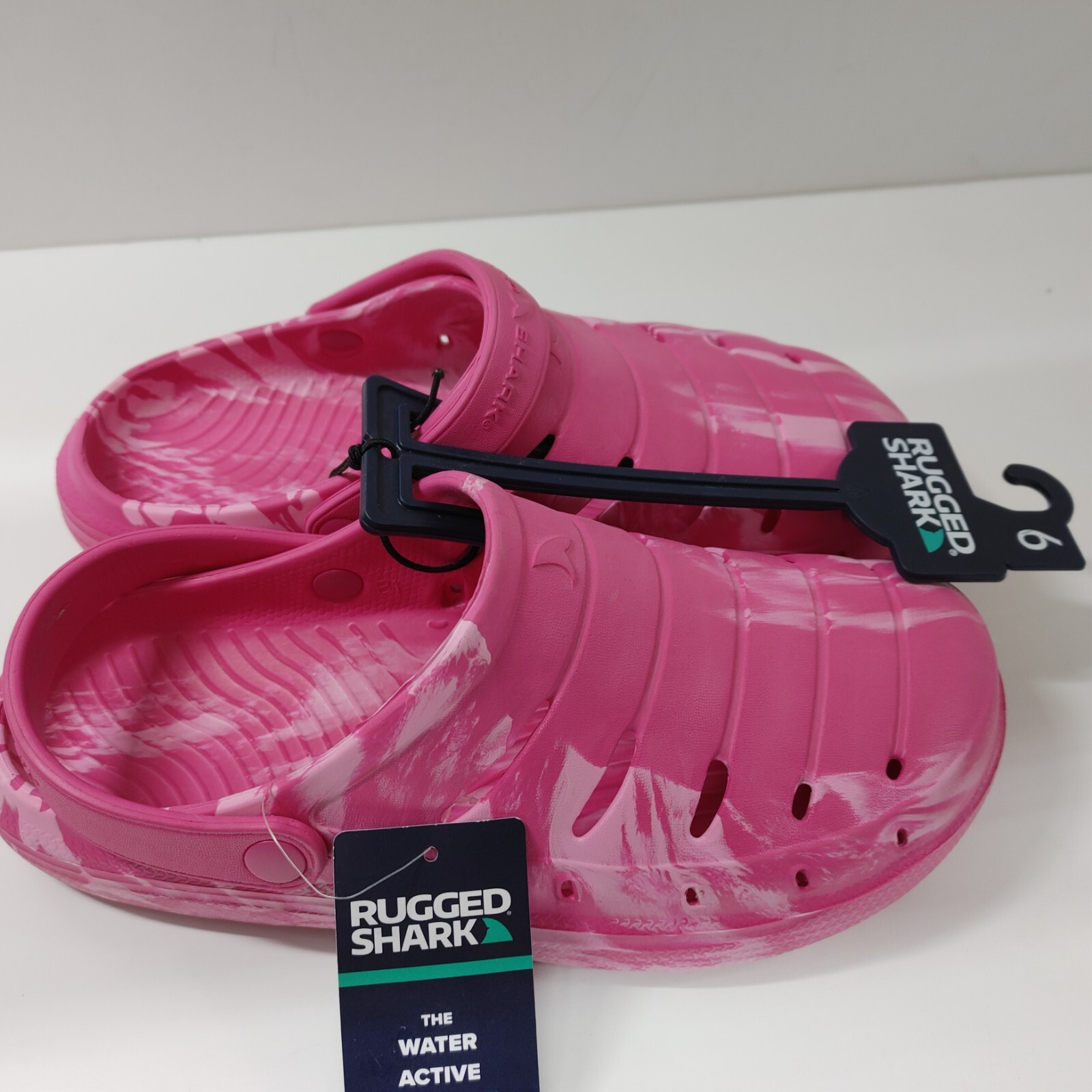 Rugged Shark EVA Foam clog Shoes Big Girls/Womens Size 6 Slip On Pink