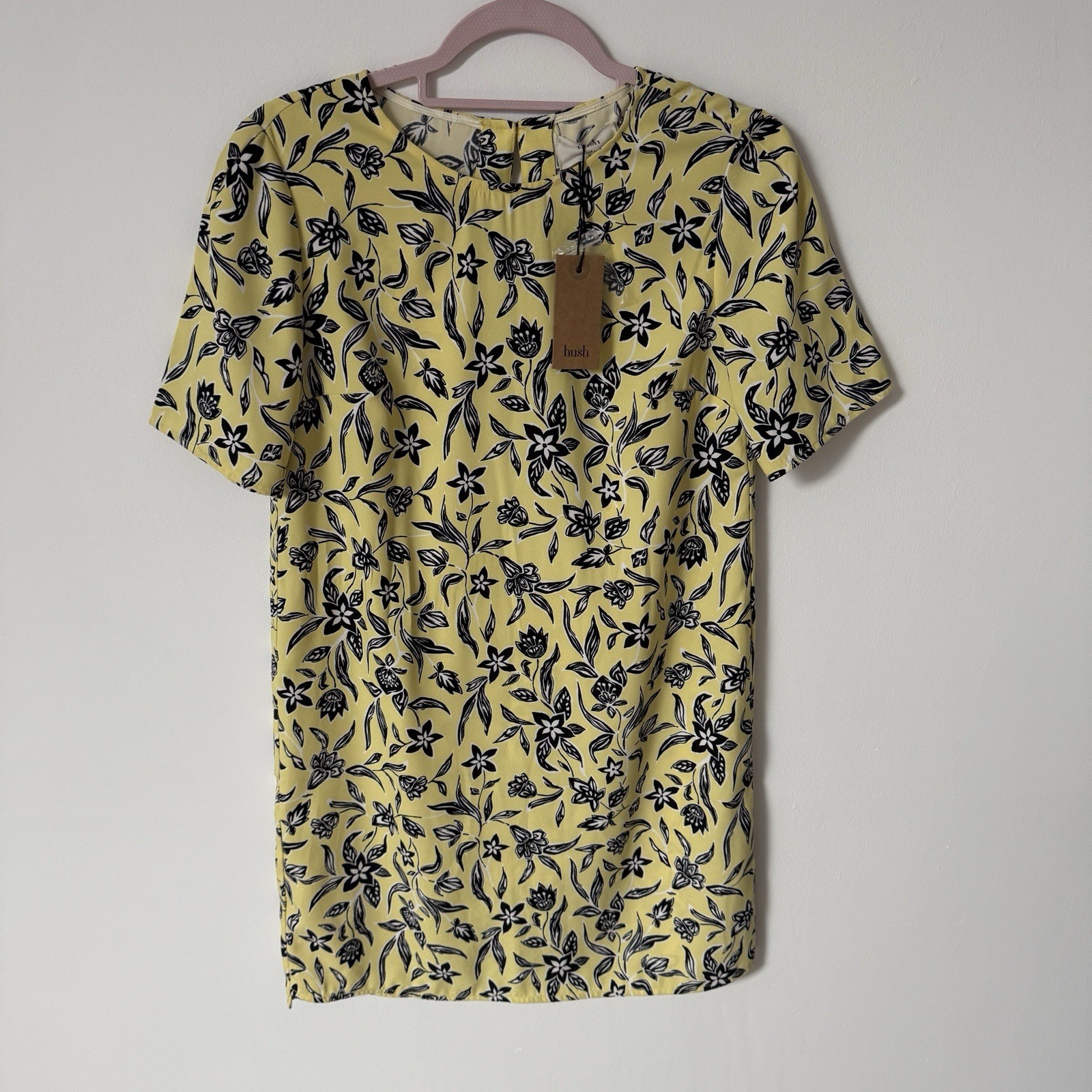 Women’s Hush Layla Dress Lemon Floral Print Mini Dress UK Size 8 BNWT